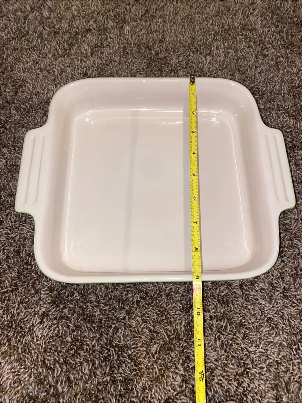 Le Creuset Square Stoneware Baking Dish 9x9 Green Lime Cream Casserole France